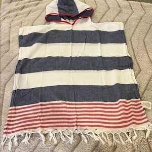 Striped Hooded Poncho Coverup